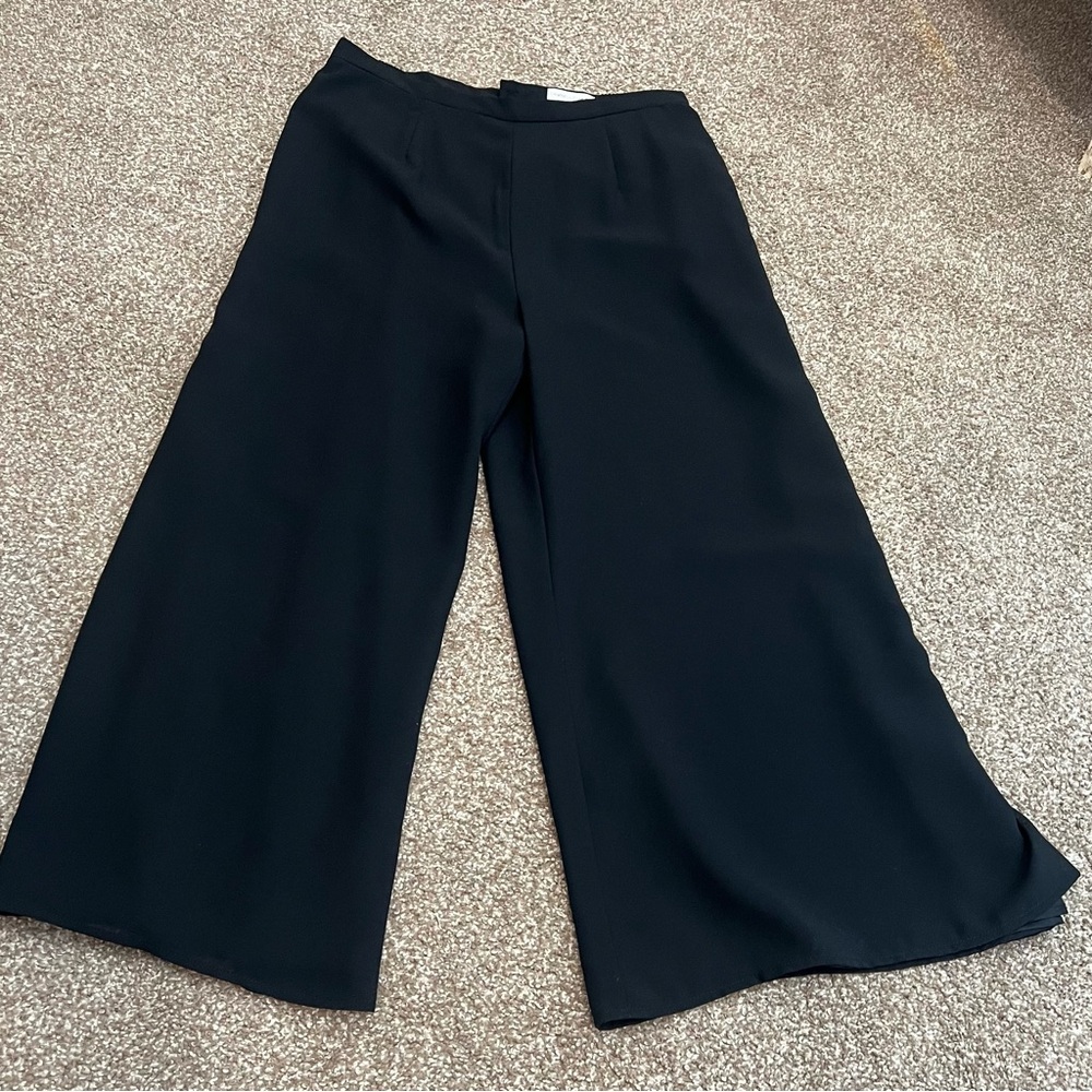 Drapers & Damons -Sz 16 Exquisite Black Crepe Wide-Leg Palazzo Pants Lux Fabric